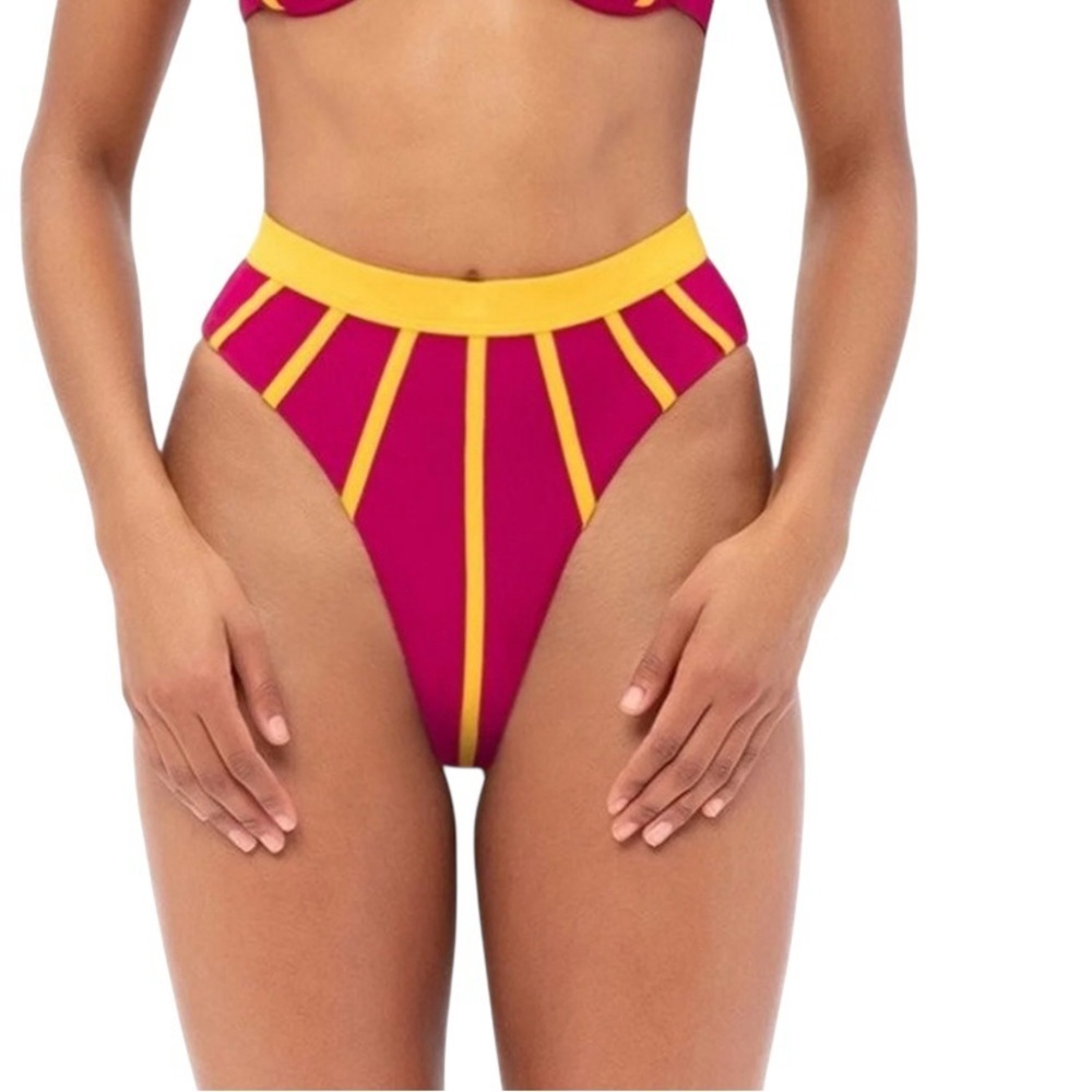 Andrea Iyamah New Arifa High Waist Purple Orange Bikini Bottom Size XXL